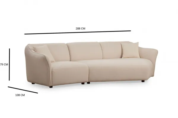 Hanah Home Třímístná pohovka Mentis 288 cm krémová