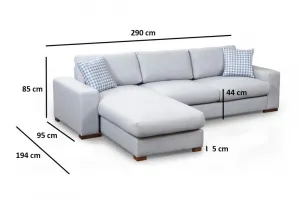 Hanah Home Rohová sedací souprava Loop 290 cm šedá levá