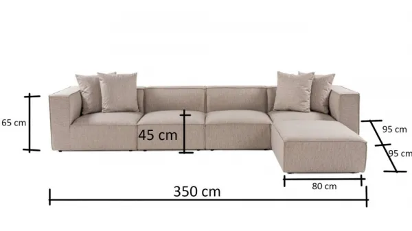 Hanah Home Rohová sedací souprava Sora 430 cm pískově béžová pravá