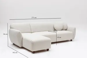 Hanah Home Rohová sedací souprava Eddy 273 cm bílá levá