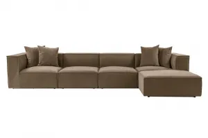 Hanah Home Rohová sedací souprava Sora 430 cm hnědá pravá