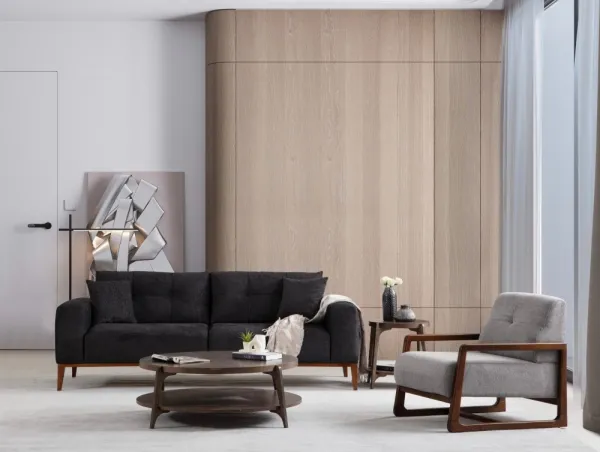 Kreslo ušiak Athena Bergere - Light Grey, Walnut