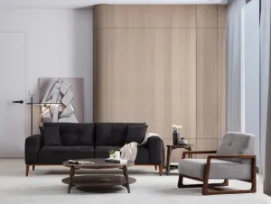 Kreslo ušiak Athena Bergere - Light Grey, Walnut