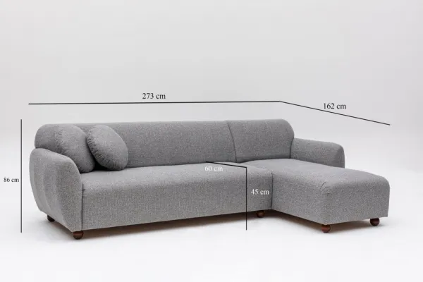 Hanah Home Rohová sedací souprava Eddy 273 cm světle šedá pravá