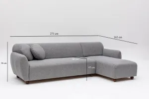 Hanah Home Rohová sedací souprava Eddy 273 cm světle šedá pravá