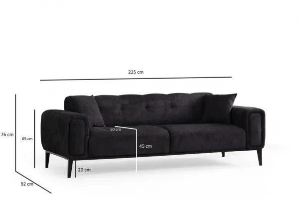 Trojmiestna rozkladacia pohovka Athena 3 Seater - Black
