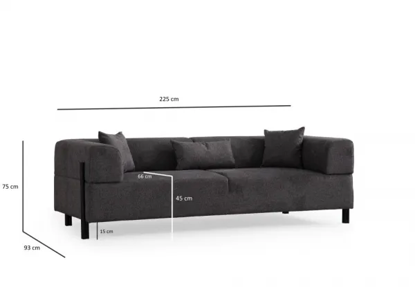 Trojmiestna pohovka Gio 3 Seater - Anthracite