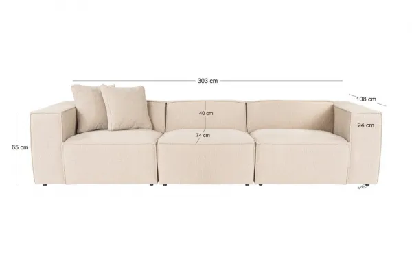 Trojmiestna pohovka Lora 3 Seater - Peach