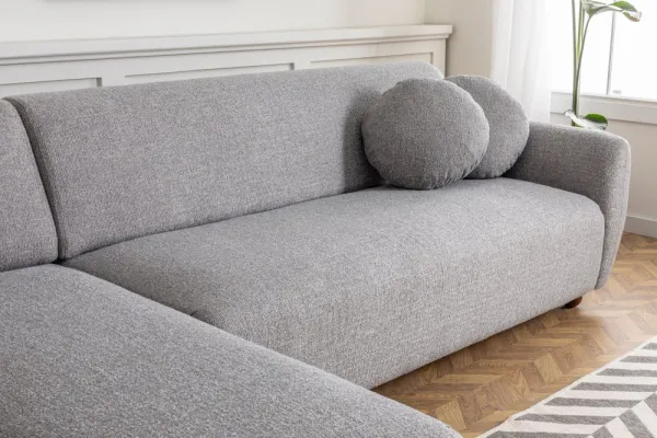 Hanah Home Rohová sedací souprava Eddy 273 cm světle šedá levá