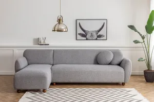 Hanah Home Rohová sedací souprava Eddy 273 cm světle šedá levá