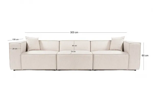 Trojmiestna pohovka Lora 3 Seater - Light Brown