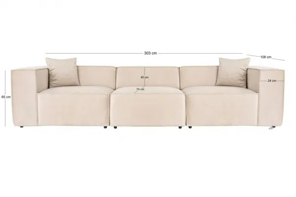 Trojmiestna pohovka Lora 3 Seater - Cream