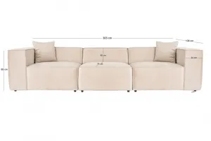 Trojmiestna pohovka Lora 3 Seater - Cream