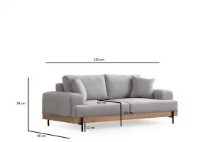 Trojmiestna pohovka Eti Oak 3 Seater -Grey