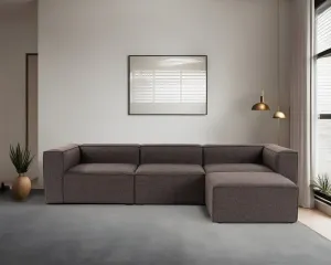 Hanah Home Rohová sedací souprava Fora 296 cm tmavě hnědá pravá