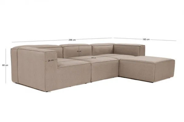 Hanah Home Rohová sedací souprava Fora 296 cm hnědá pravá