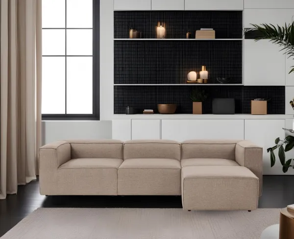 Hanah Home Rohová sedací souprava Fora 296 cm hnědá pravá