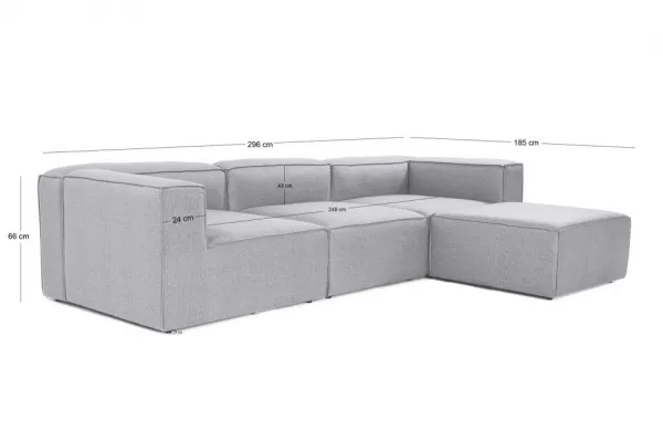 Hanah Home Rohová sedací souprava Fora 296 cm šedá pravá