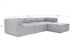 Hanah Home Rohová sedací souprava Fora 296 cm šedá pravá