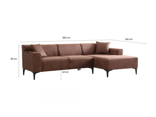 Rohová sedacia súprava / Rohová pohovka New Petra R Corner - Cognac