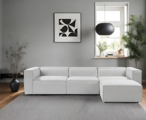 Hanah Home Rohová sedací souprava Fora 296 cm šedá pravá