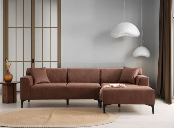 Rohová sedacia súprava / Rohová pohovka New Petra R Corner - Cognac