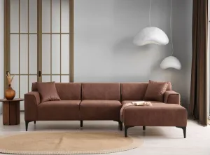 Rohová sedacia súprava / Rohová pohovka New Petra R Corner - Cognac