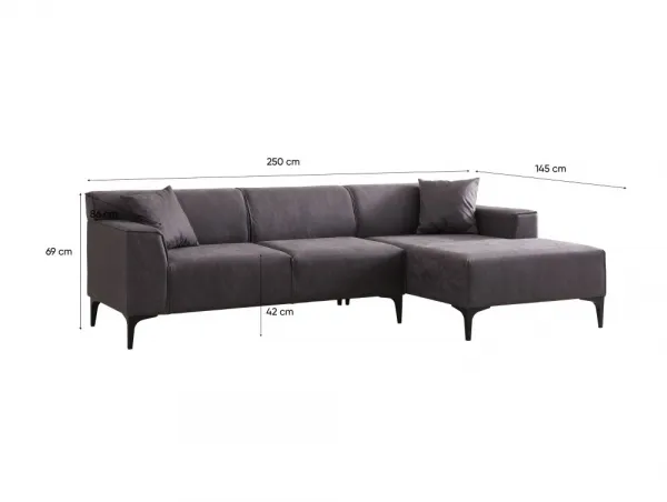 Rohová sedacia súprava / Rohová pohovka New Petra R Corner - Anthracite