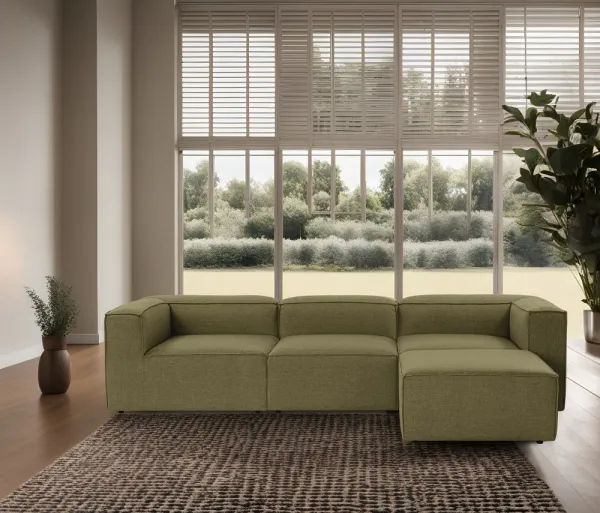 Hanah Home Rohová sedací souprava Fora 296 cm zelená pravá