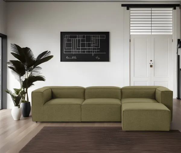 Hanah Home Rohová sedací souprava Fora 296 cm zelená pravá