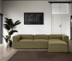 Hanah Home Rohová sedací souprava Fora 296 cm zelená pravá