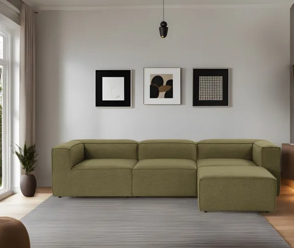 Hanah Home Rohová sedací souprava Fora 296 cm zelená pravá