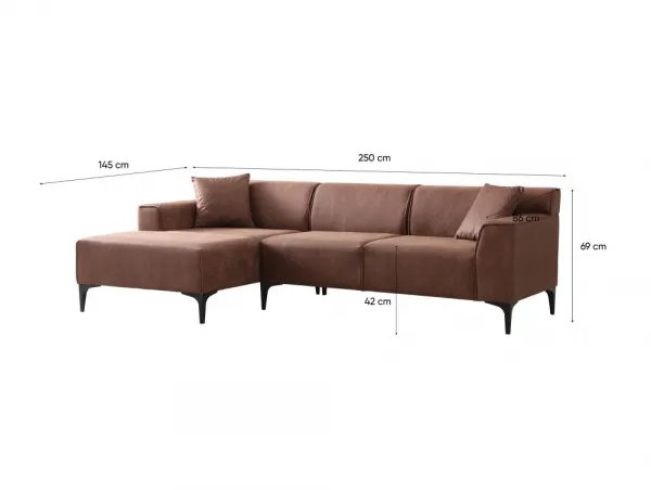 Rohová sedacia súprava / Rohová pohovka New Petra L Corner - Cognac