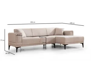 Hanah Home Rohová sedací souprava Horizon 250 cm světle hnědá pravá