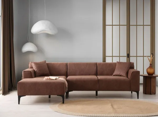 Rohová sedacia súprava / Rohová pohovka New Petra L Corner - Cognac