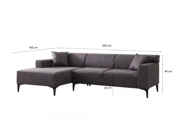 Rohová sedacia súprava / Rohová pohovka New Petra L Corner - Anthracite