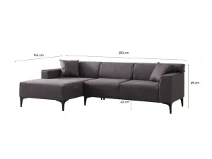 Rohová sedacia súprava / Rohová pohovka New Petra L Corner - Anthracite