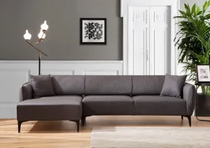 Hanah Home Rohová sedací souprava Belissimo 270 cm tmavě šedá levá