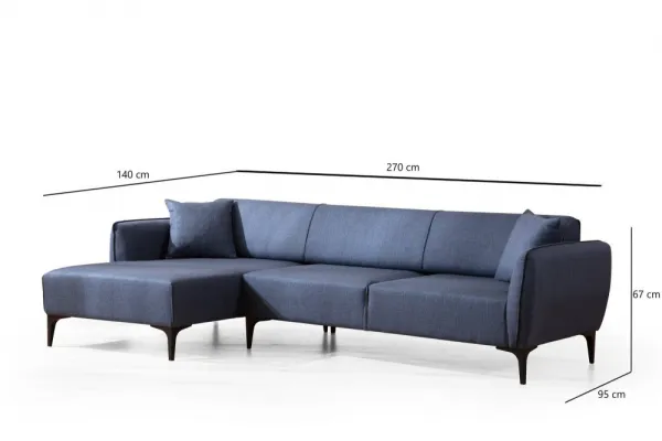 Hanah Home Rohová sedací souprava Belissimo 270 cm modrá levá