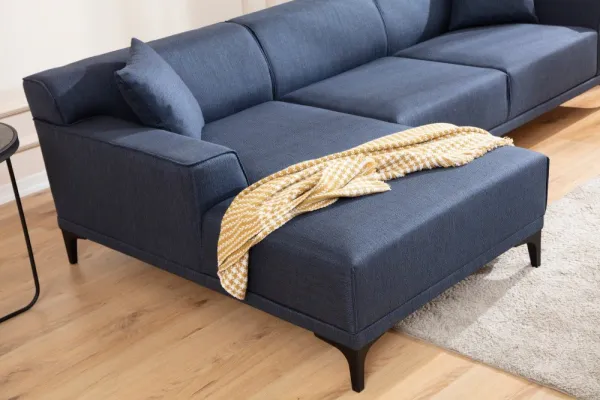 Hanah Home Rohová sedací souprava Petra 250 cm modrá levá