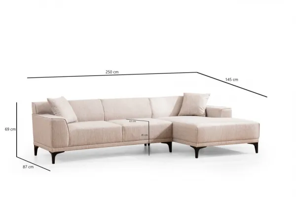 Hanah Home Rohová sedací souprava Petra 250 cm bílá pravá