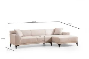 Hanah Home Rohová sedací souprava Petra 250 cm bílá pravá