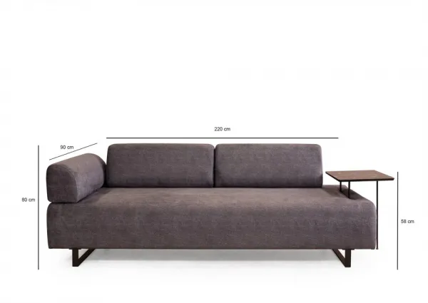 Hanah Home Třímístná pohovka Infinity 220 cm se stolkem antracitová