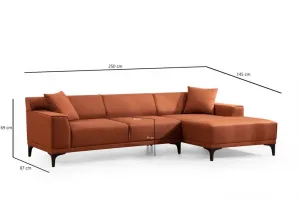 Hanah Home Rohová sedací souprava Petra 250 cm oranžová pravá