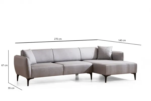 Hanah Home Rohová sedací souprava Belissimo 270 cm světle šedá pravá