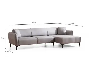 Hanah Home Rohová sedací souprava Belissimo 270 cm světle šedá pravá