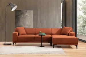 Hanah Home Rohová sedací souprava Petra 250 cm oranžová pravá