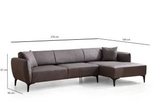 Hanah Home Rohová sedací souprava Belissimo 270 cm tmavě šedá pravá