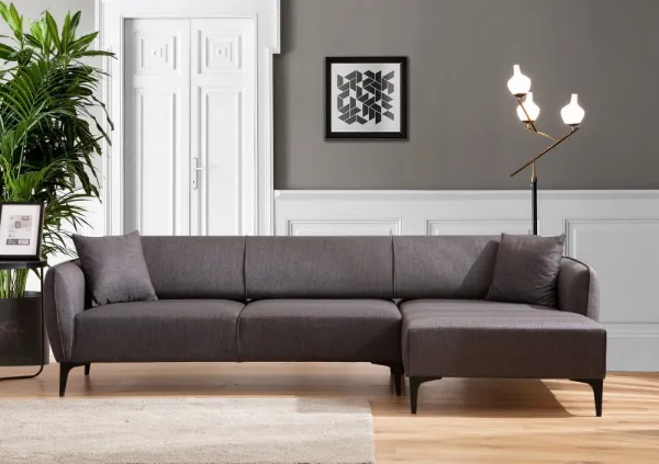 Hanah Home Rohová sedací souprava Belissimo 270 cm tmavě šedá pravá