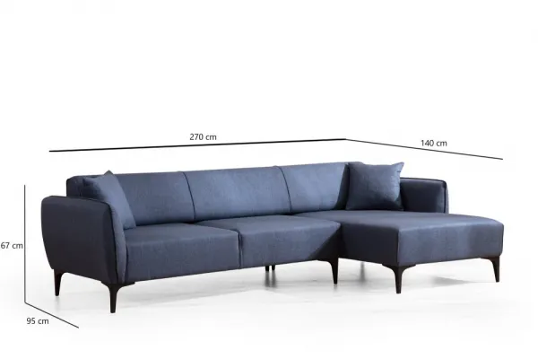 Hanah Home Rohová sedací souprava Belissimo 270 cm modrá pravá